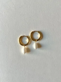 Teardrop Stainless Steel Hoops - Pearls Mini