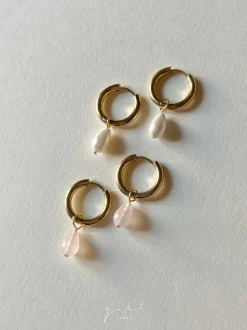 Teardrop Stainless Steel Hoops - Pearls Mini