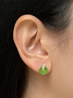 Tiny Jade Donut Earstuds - Green
