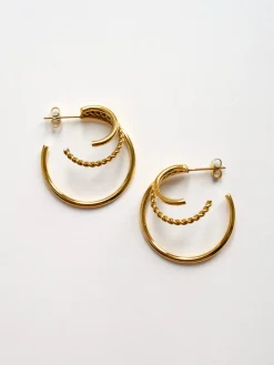 Triple Hoop Earrings - Textured