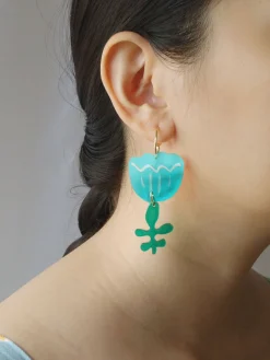 Tulip Dangles - Aqua Blue