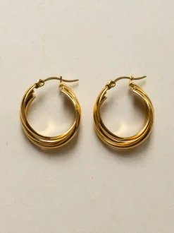 Twist Hoops - Stainless Steel, Gold