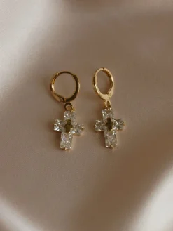 VERITY Cross Huggies *18K Gold-plated
