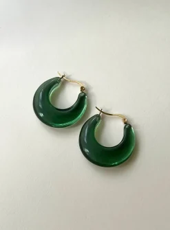 Vintage Acrylic Cradle Hoops - Juniper Green