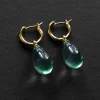 Water Droplet Hoops - Gold/Turquoise