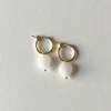 White Jade Heart Hoop Earrings