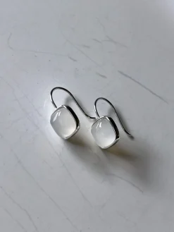 White Jade Square Pendant Earrings